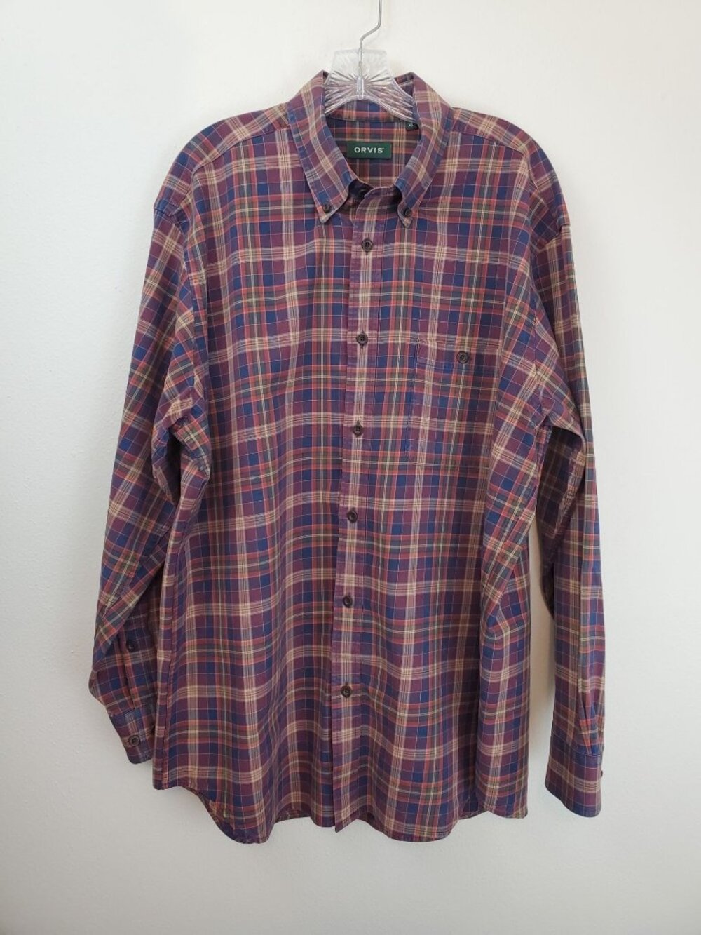 Orvis men's plaid cotton button down shirt